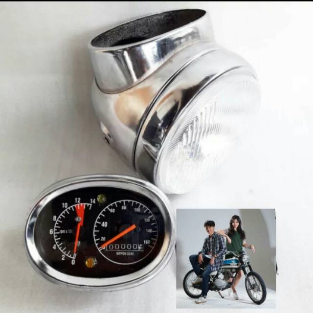 batok lampu depan CB TWIN set reflektor H4 dan spidometer
