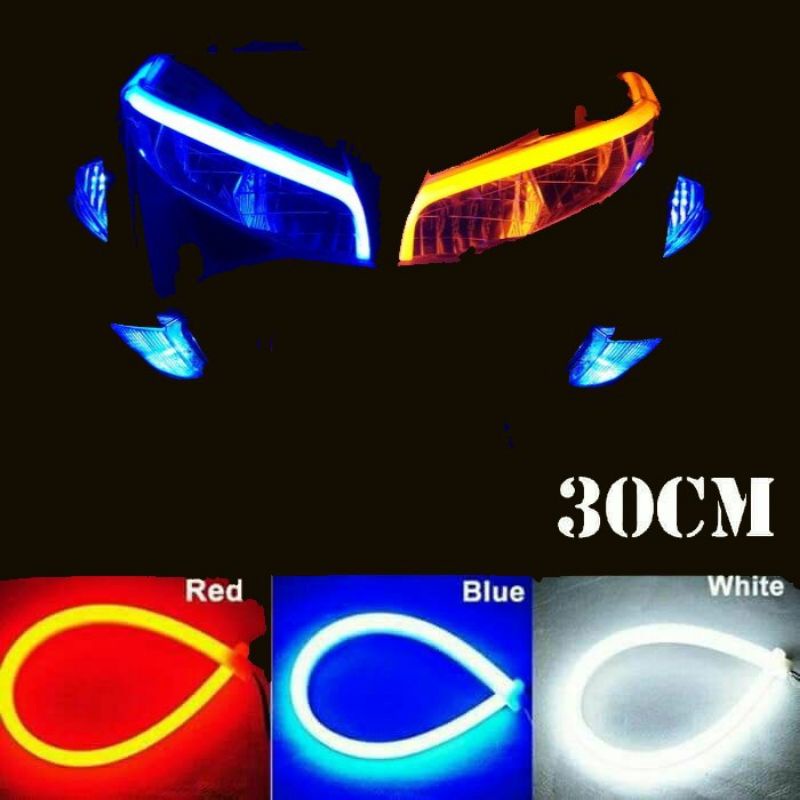 COD Lampu Alis 30cm running DRL flexibel, lentur Universal lentur bisa di bentuk beat vario scoopy nmax pcx r15 ninja gsx