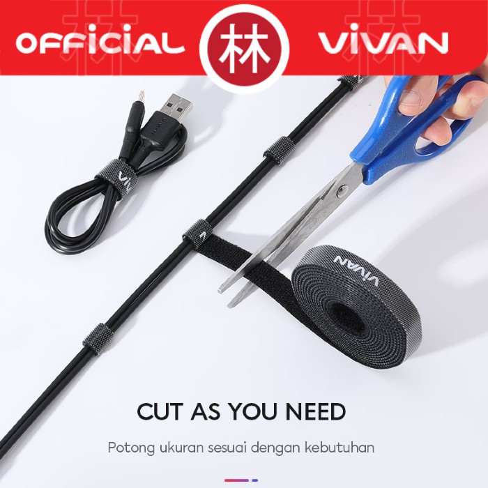 Vivan VVT02 Reusable Velcro Strap Cable Ties Perekat Pengikat 100cm