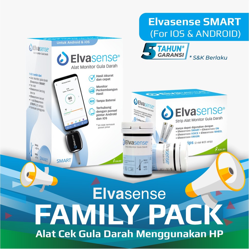 Paket Hemat Elvasense Alat Cek Gula Darah Smart