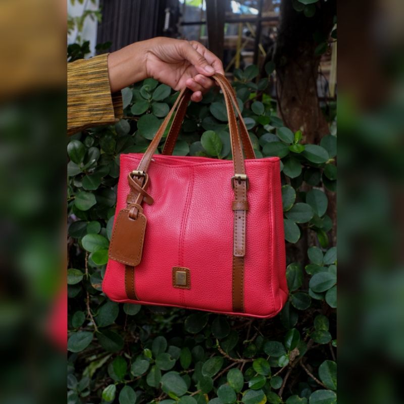 Tas Kulit Asli Wanita Slingbag Aluna Handbag Kekinian 2 Kompartmen Kulit Lembut