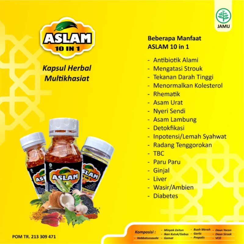 Kapsul aslam 10 in 1 obat asam urat /rematik /diabetes dll