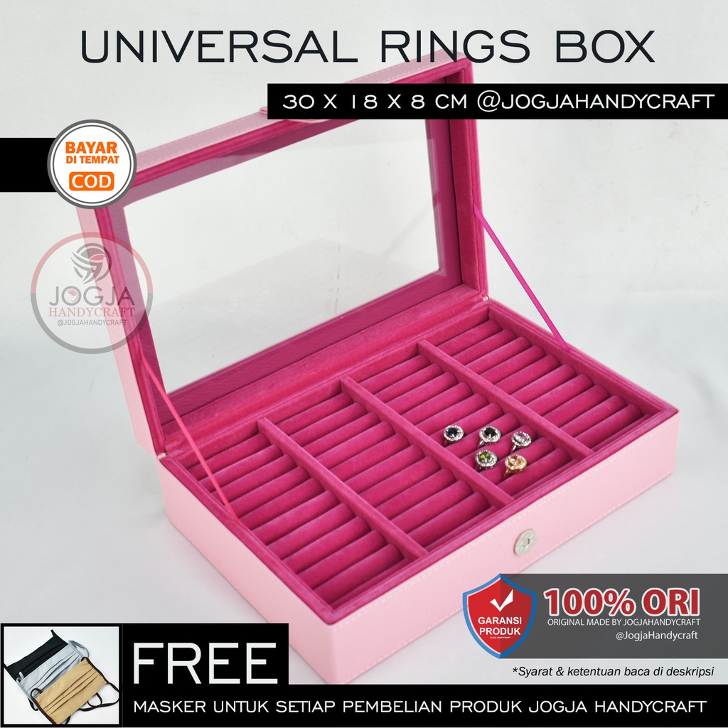 Exclusive Baby Pink Universal Ring Box Organizer - Kotak Tempat Cincin / Display cincin