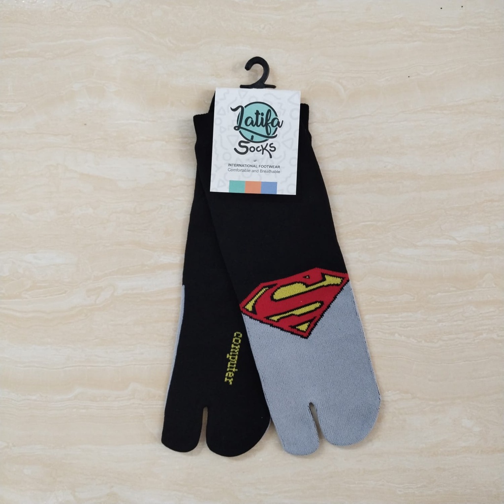 Koas Kaki Anak Kaos Kaki Sekolah Model Jempol Motif Logo Superman Usia 5-12 Tahun