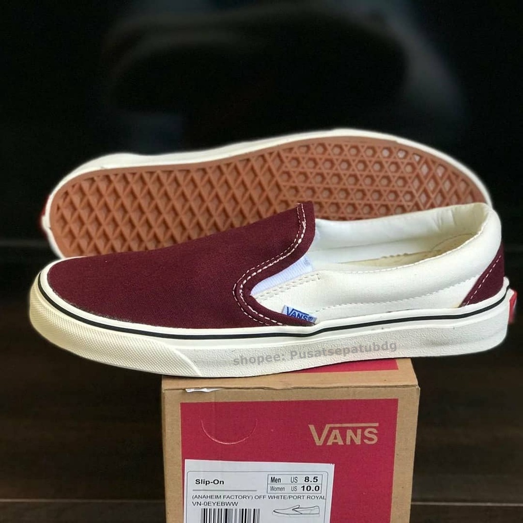 Obral 100% Premium Vans Slip On Portroyale Off White