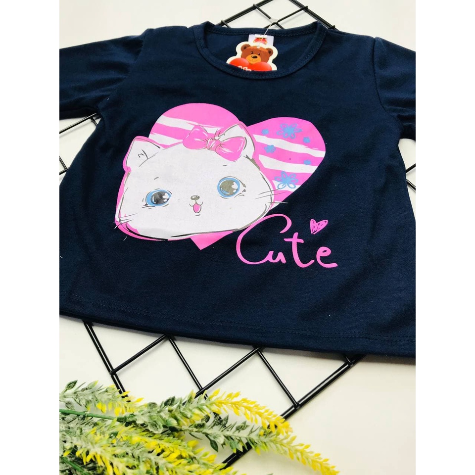 DL88 I kaos atasan anak perempuan kucing uk 1-9 tahun/baju kaos anak perempuan tangan panjang part 4