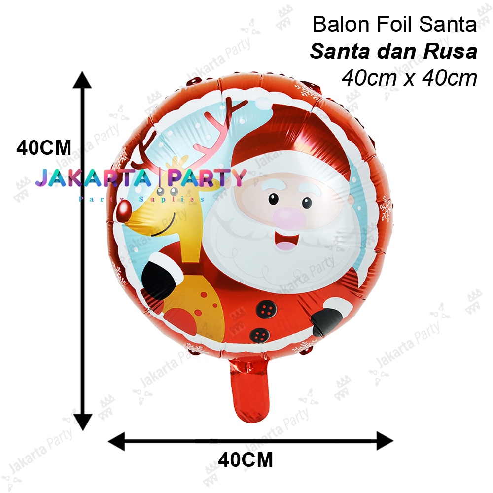 Balon Bulat Natal #4 / Balon Foil Bulat / Balon Foil Xmas / Balon Xmas