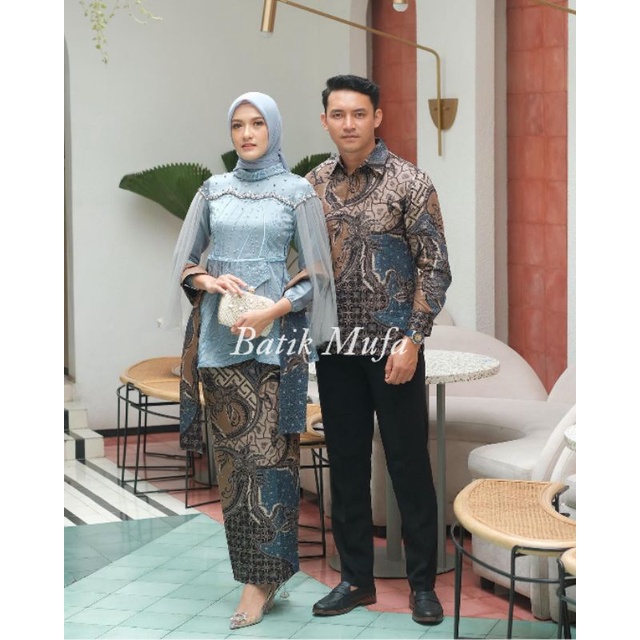 Set kebaya couple VANILA Blue ice Kebaya terbaru kebaya wisuda kekinian kebaya modern kebaya tunangan lamaran