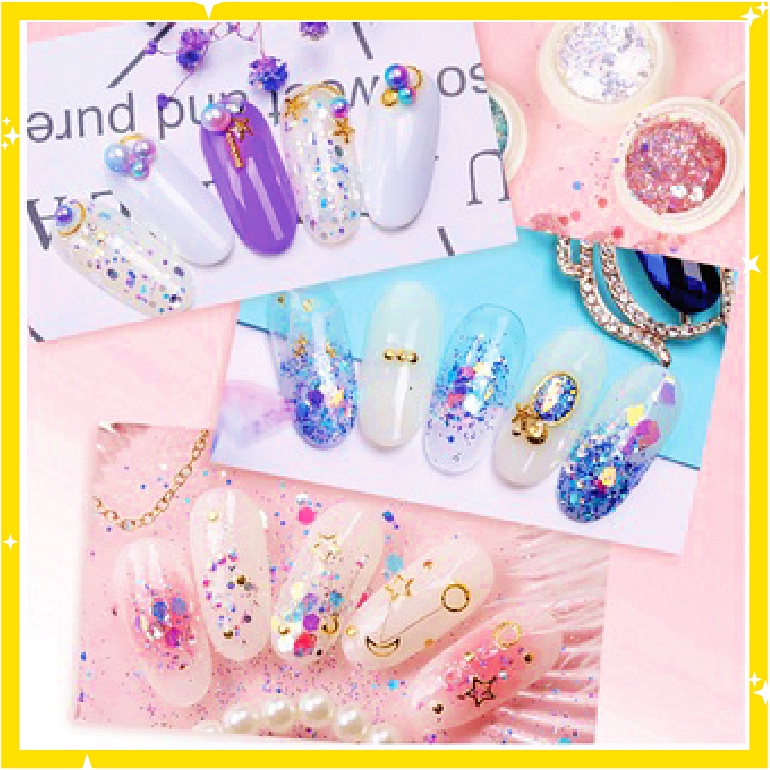 Nail Art Sticker Glitter Hexagonal Flakes Ombre Nails Hiasan Hexagon Stiker Kuku KU027