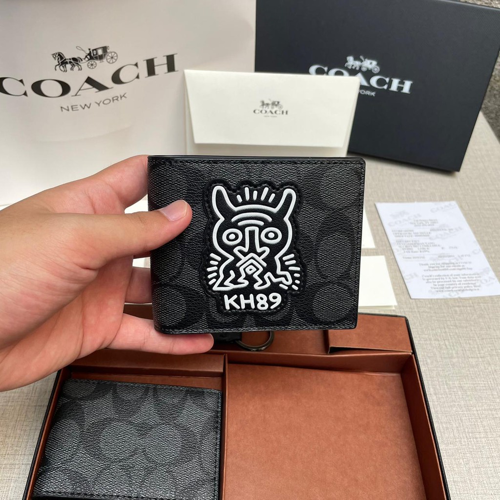 Dompet Coach KH89 100% ORIGINAL / Coach Wallet Dompet Pria Pendek Dompet Kulit