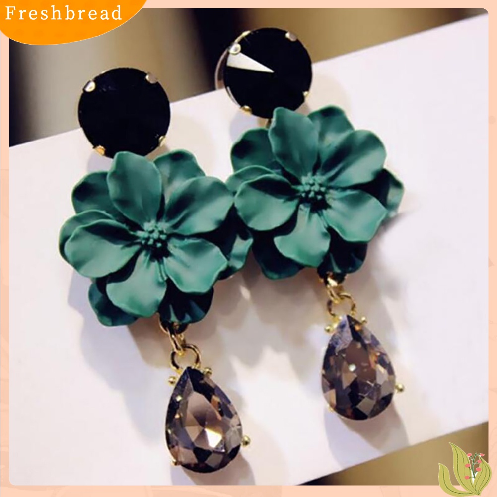 【Fresh】❀Vintage Women Long Flower Drop Pendant Eardrop Banquet Cocktail Party Earrings