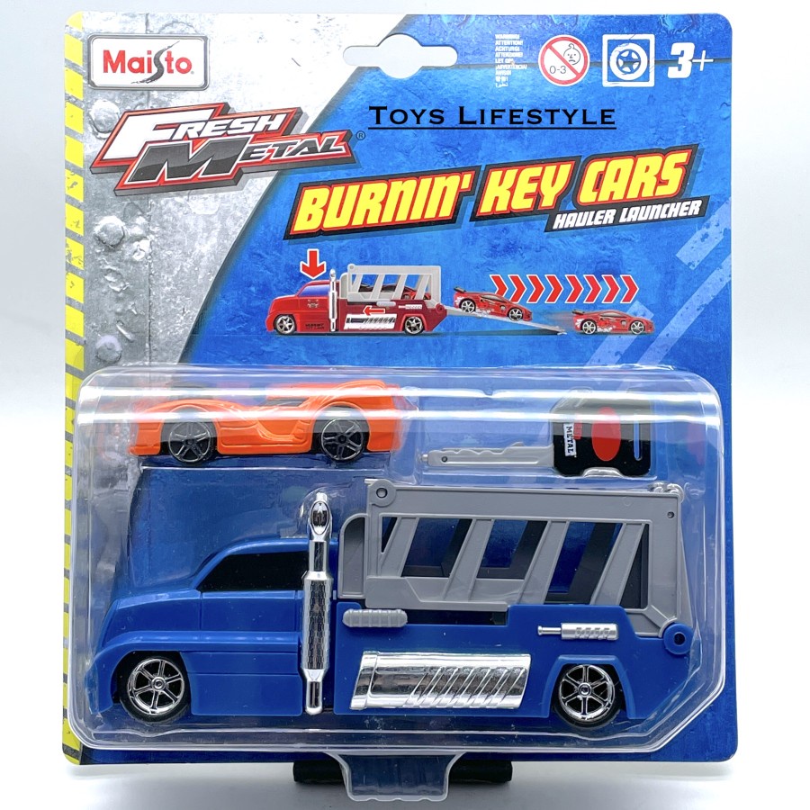 Mobil Maisto Diecast Fresh Metal Burnin Key Cars Hauler Launcher