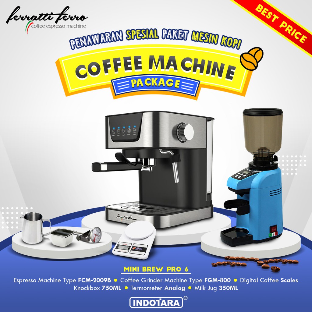 Paket mesin kopi Espresso Mini Brew Pro 4 - 5 - 6