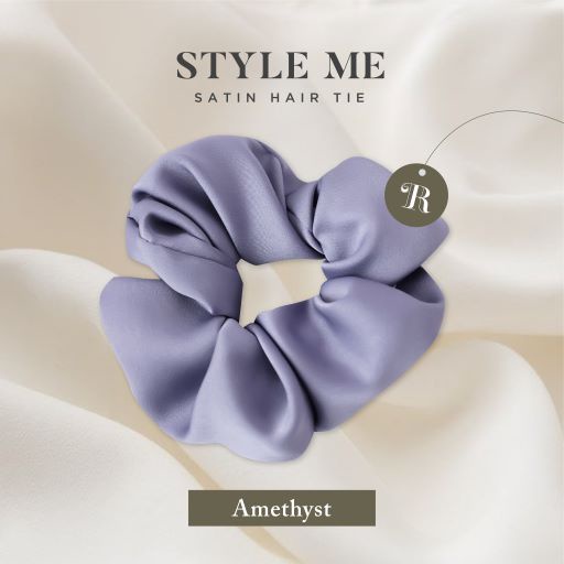 Scrunchies Premium Satin Silk MAXI The Rituale | Ikat Rambut Kuncir Hijab Cepol | Anti Rontok Pusing-Amethyst