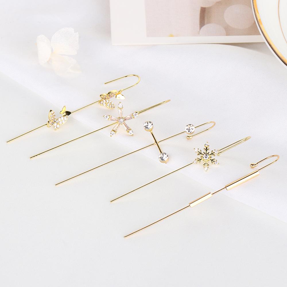 Lily Crawler Hook Anting Pernikahan Zirconia Petir Kristal Stud