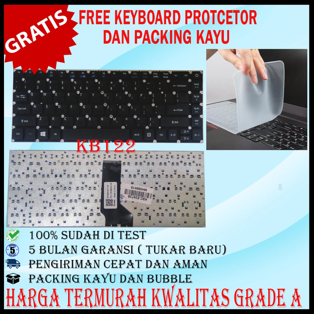 (GRATIS KEYBOARD PROTEKTOR) Keyboard Notebook Acer Aspire E14 ES1-422 E5-422 E5-432 ES1-420 E5-473