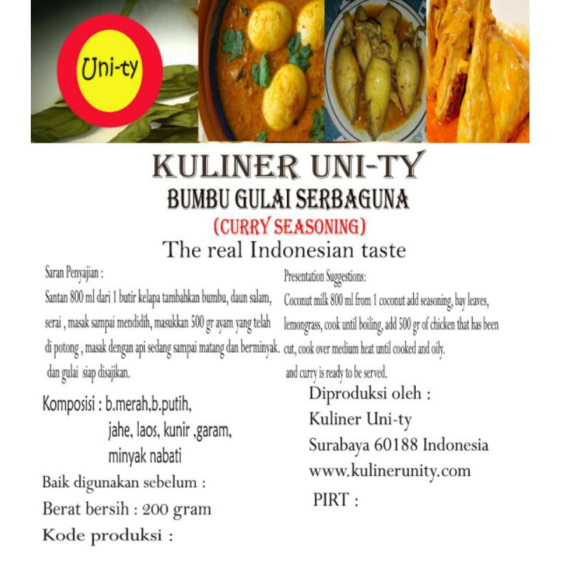 

PUSAT BUMBU INSTAN NON MSG BUMBU GULAI SERBAGUNA MASAKAN PADANG UNTUK MEMASAK 1 KG DAGING/ AYAM TANPA PENGAWET