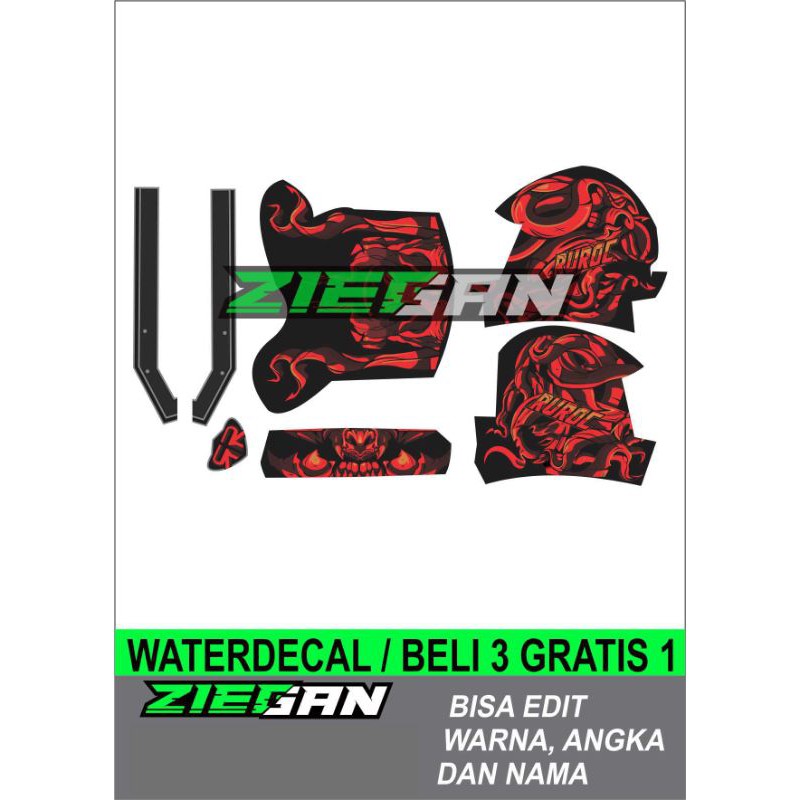 Water Slide Decal / Stiker Helm Motif Ruroc