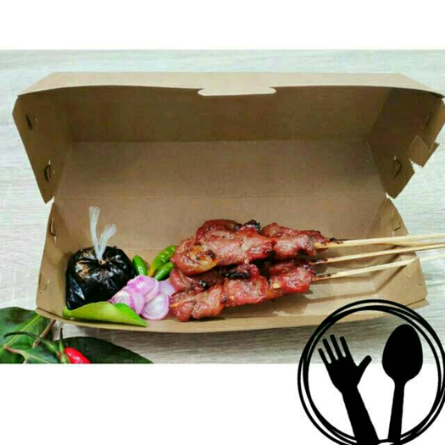 KOTAK SATE HOTDOG TAICHAN SOSIS KEBAB KEMASAN SATE BOX SATE DUS SATE KRAFT PAPER FOOD GRADE LONG BOX