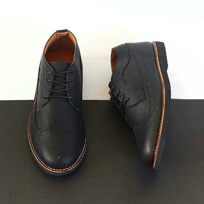 WOLF x SAGA| Sepatu wingtip pria kulit asli sepatu pantofel klasik Model Luiz