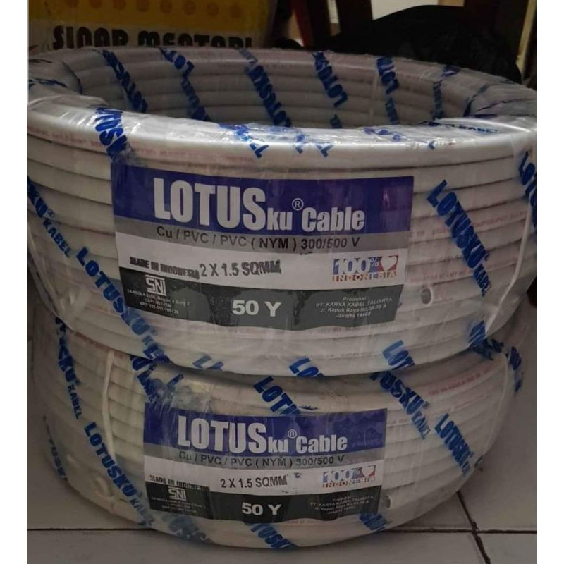Kabel Listrik NYM 2x1.5x 50 / LOTUS CABLE NYM 2X1.5 50Y