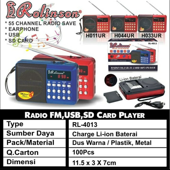 COD Speaker Radio FM, USB, TF Card MP3 Player Rolinson RL-4013 Protable