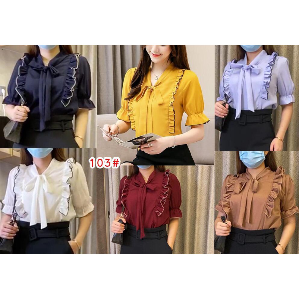 103# atasan fashion korean style / atasan moscrepe / blouse fashion korean style