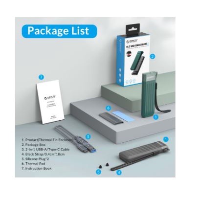 Ssd m2 enclosure orico Ngff sata usb3.1 type-c 6Gbps up 4tb 2280 mm2c3 - casing m.2 b-key external mm2-c3