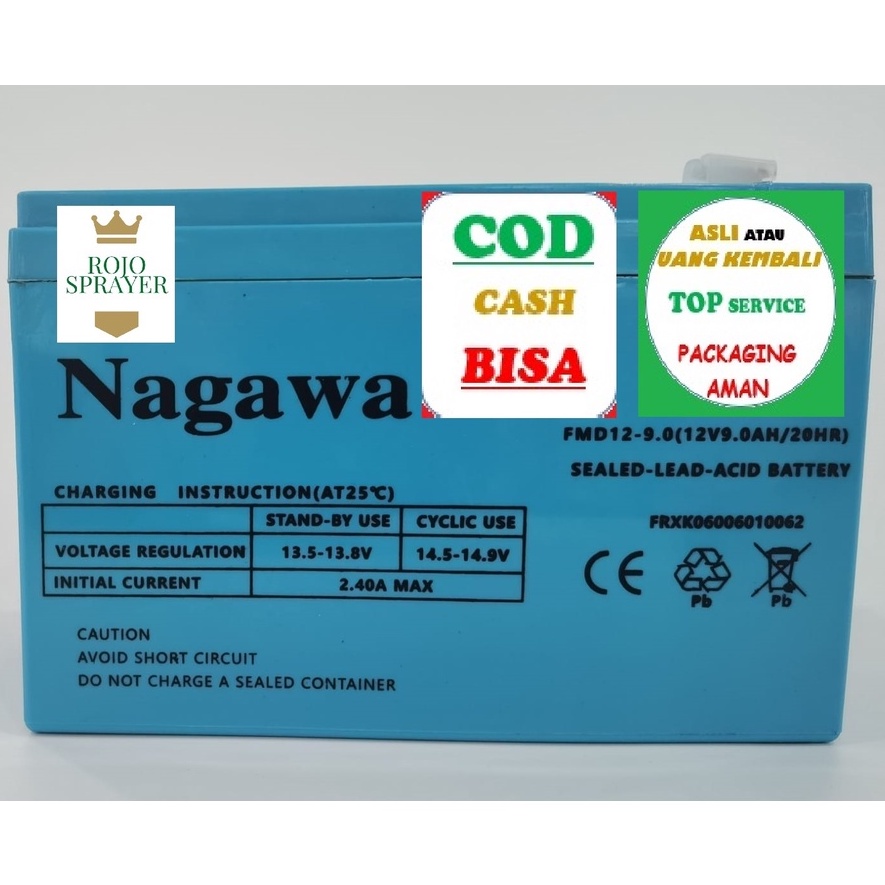 * ORI* Aki Nagasaki, Nagawa (dulu Yokohama) Sprayer Elektrik Tangki Alat Semprot Pertanian 12V 9Ah 1