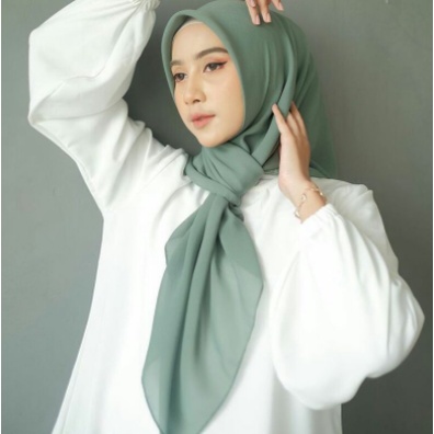 ♘BELLA SQUARE -  Kerudung Segi Empat Harian Polos - Bella Square Hijab Seawood Jilbab Segi Empat - B