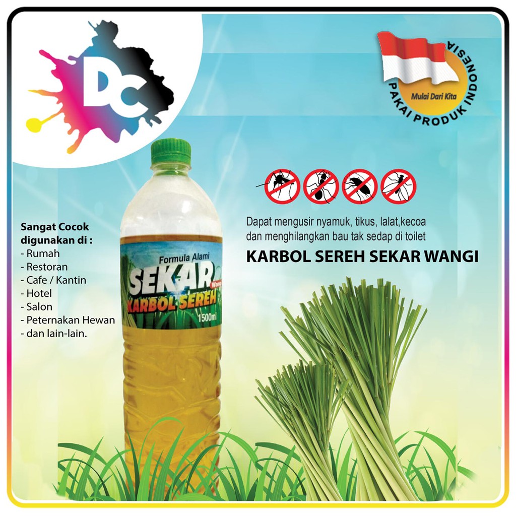 KARBOL SEREH SEKAR WANGI 1,5 LITER UNTUK PEL, PEWANGI dan PEMBERSIH LANTAI 100% AMAN dan ALAMI