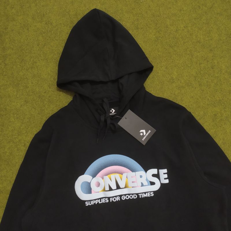 HOODIE CONVERSE CLASSIC SCRIPT LOGO BLACK / ORIGINAL RESMI PT MAP