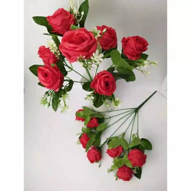 Bunga Mawar 7 cabang Artificial / Bunga Plastik Rose 7 Kuntum-4