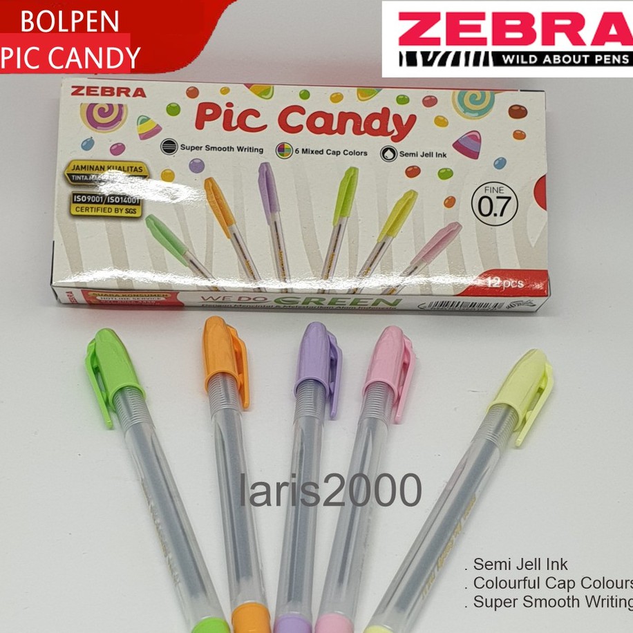 

Pulpen Pastel Pic Candy Zebra Tinta Hitam (1 Lusin)