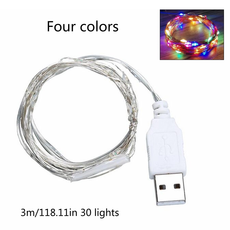 Ran Lampu String 30 LED 3m Tenaga USB Anti Air Untuk Dekorasi