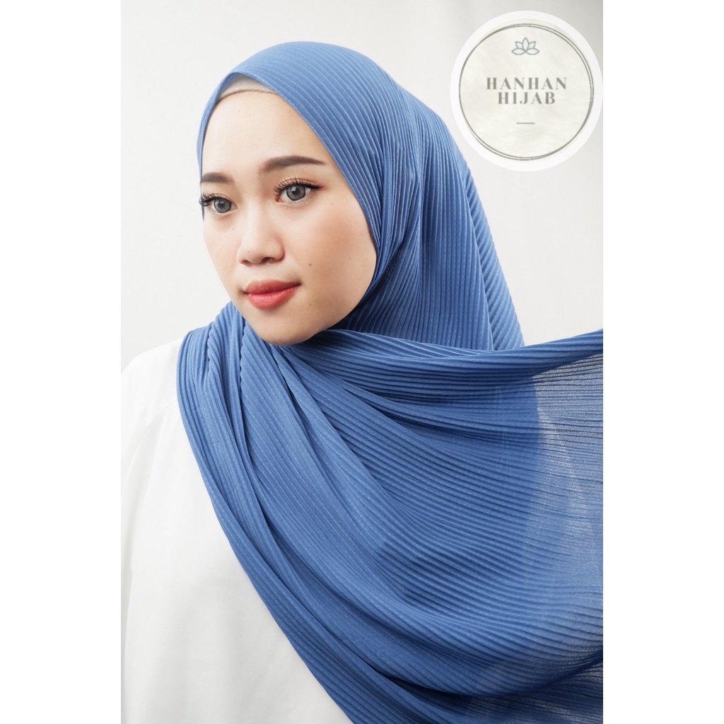 PLEATED SHAWL / PASHMINA FULL PLISKET-Denim