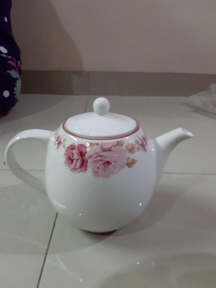Teko Keramik / Teko Teh / Teko Motif / Tea Pot Pink Rossie Siera Kpc-03tp