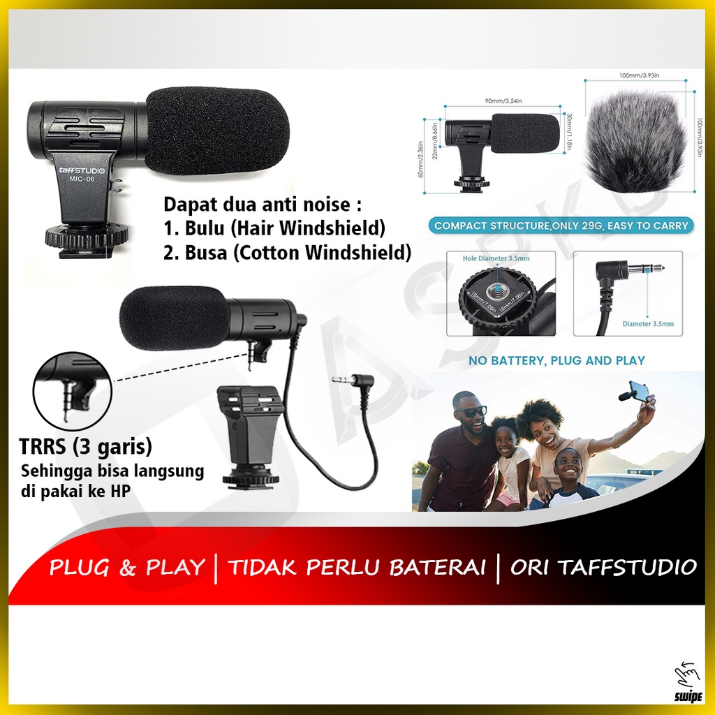 Mic Shotgun Original Taffstudio Mic 06 Mik Mikrofon Microphone Audio Youtuber Vlogger Outdoor ori