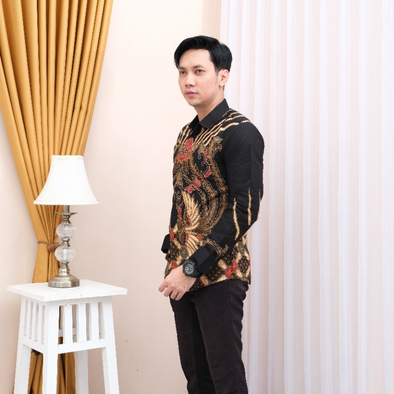 Atasan Kemeja Batik Pria Modern Slimfit Premium Solo Pabrik Batik prabuseno Premium Batik MTF03