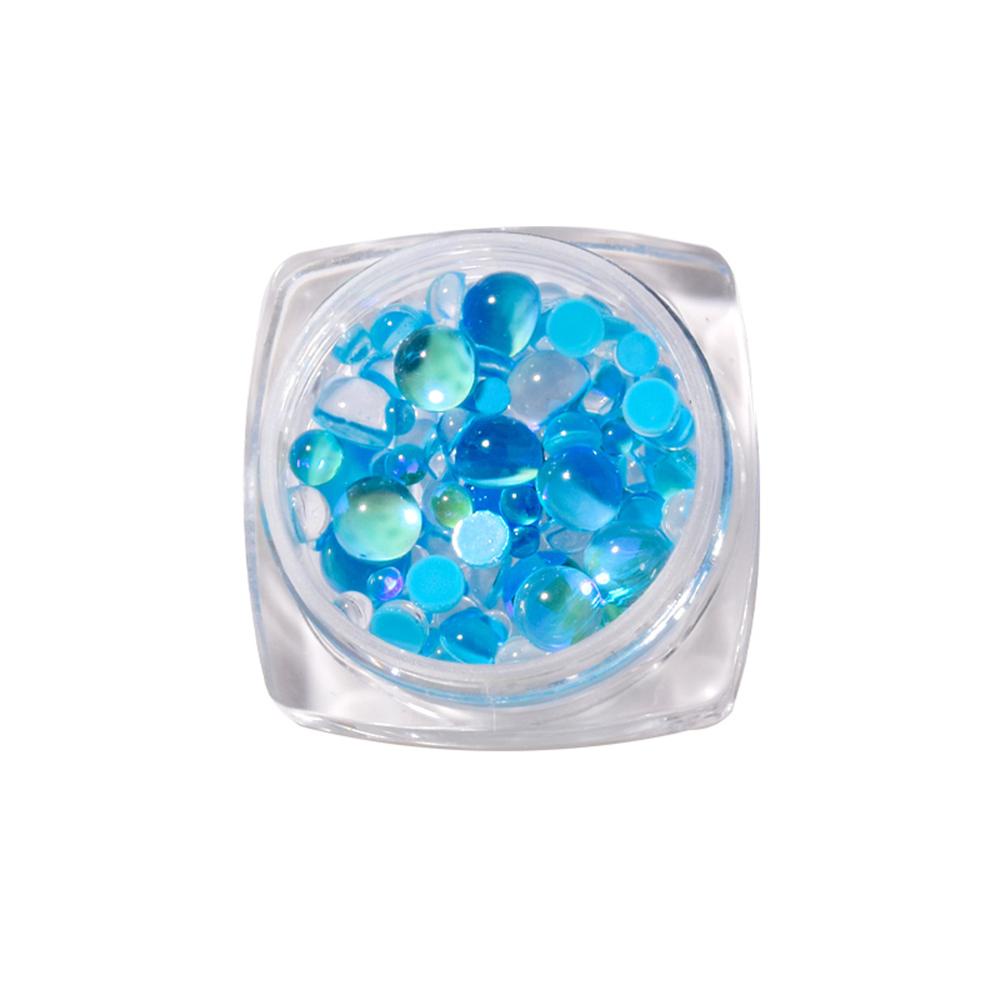 Chookyy 1kotak Kuku Rhinestones Nail Aksesoris Perlengkapan Warna Permen Wanita DIY Manicures Mermaid Dekorasi Kaca Bulat