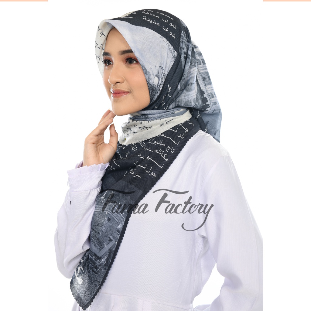 Jilbab Segiempat Voal Motif Koran Arab Premium Fama Factory
