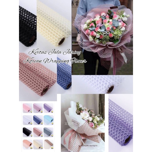 

50 cm Kertas Jala Jaring KOREAN JARING LEMBARAN KERTAS BUNGA FLOWER WRAP/ KERTAS BUKET PEMBUNGKUS BUNGA HAND BOUQUET - Kertas Bunga Korean Jaring Wrapping Paper Circle Mesh Jala Circle Mesh Korean Wrapping Flower