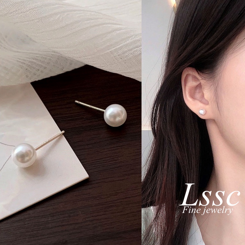 Anting Mode Korea 8mm Mutiara Perak Siswa Perempuan anting Plug Earrings Hadiah