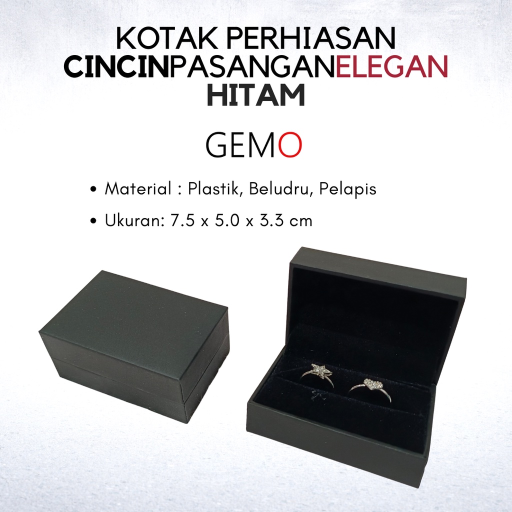 Kotak Perhiasan Elegan Hitam Set , Box Cincin, Kalung, Gelang, Anting, Liontin, Tempat Jewelry Murah, Unik, Lucu untuk Tempat Wadah Seserahan / Akad Pernikahan / Hantaran Tunangan Harga Paling Cocok untuk Aksesoris Emas Berlian/ Perak Permata