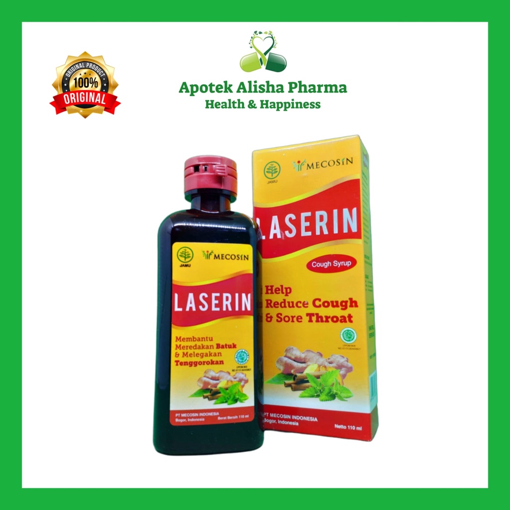 Laserin Sirup 30/60/110ml - Laserin Cough Syrup Obat Batuk Herbal / Tenggorokan Gatal / Masuk Angin