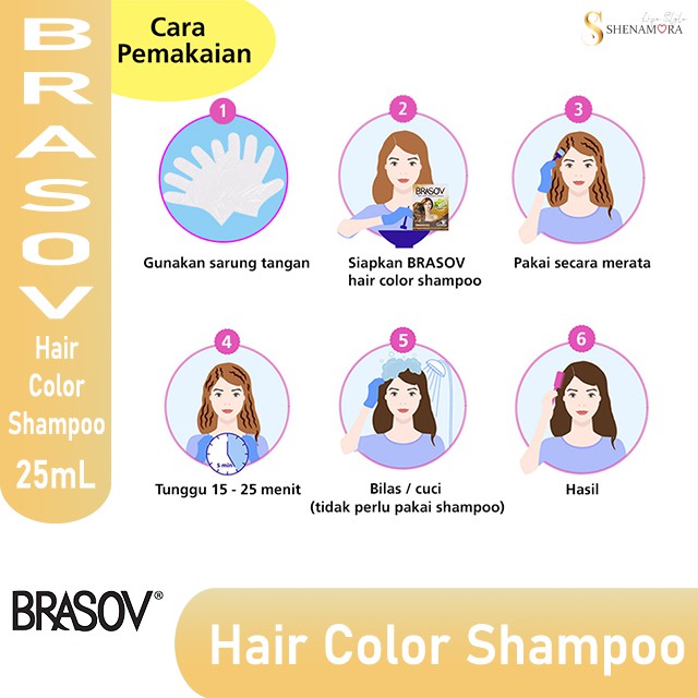 Brasov Hair Color Shampoo | Pewarna dan Penutup Uban pada Rambut 25 mL