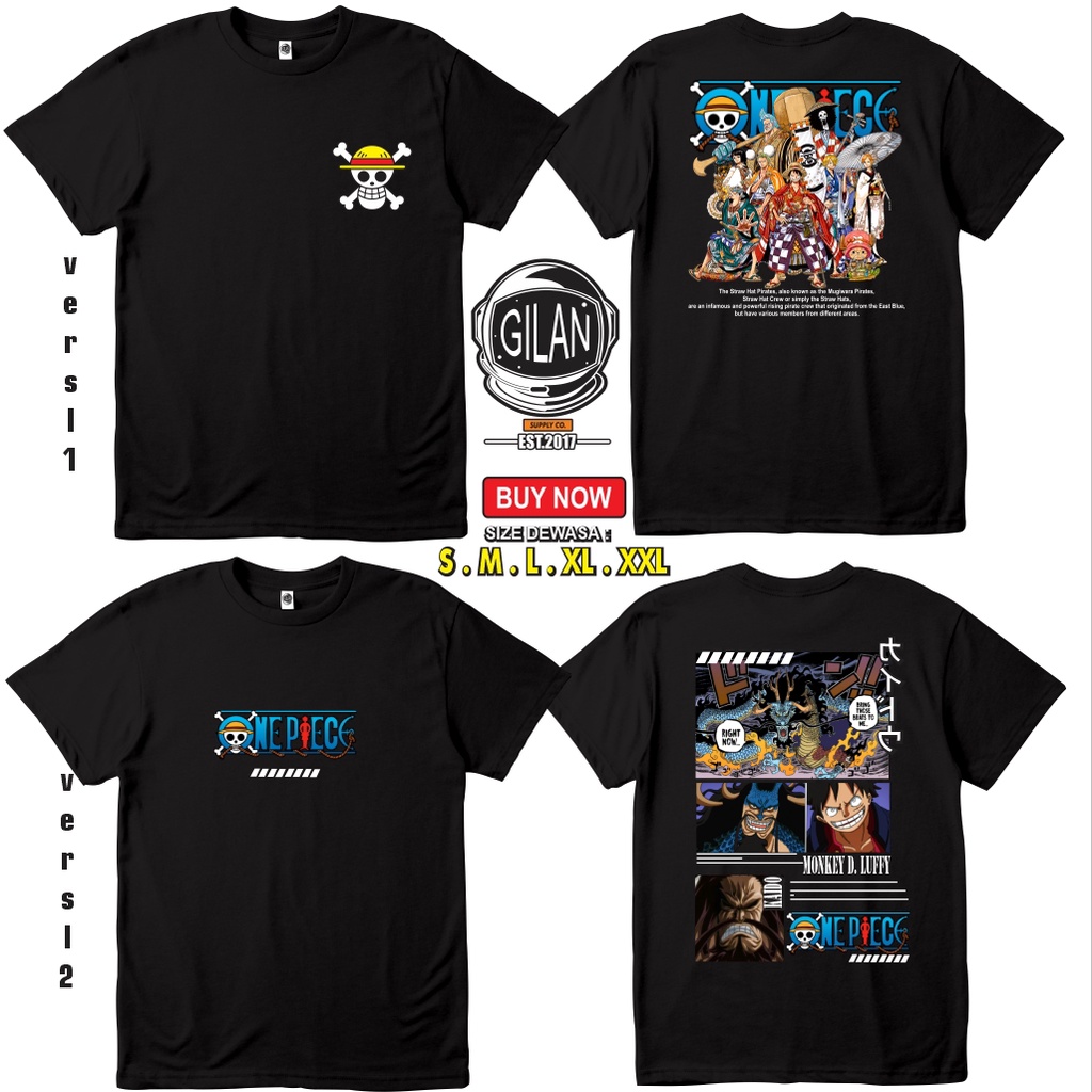 Kaos Anime One Piece mugiwara strawhat luffy Pirate Wano Baju Jepang -