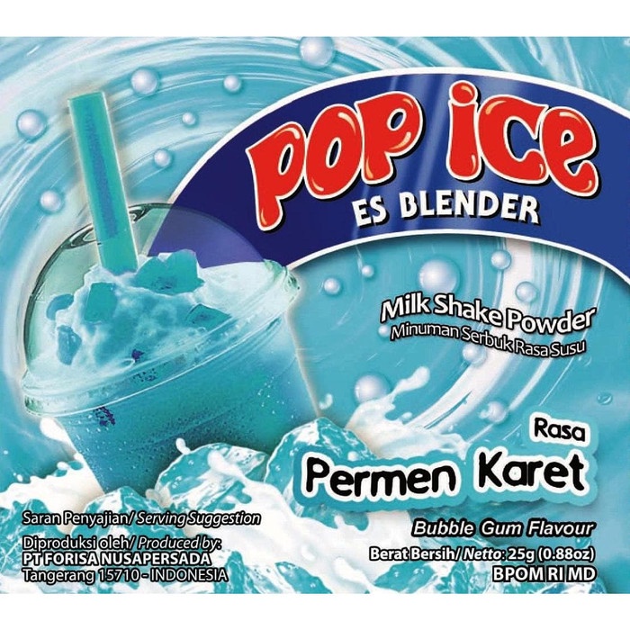 Jual Pop Ice Es Blender Sachet Minuman Serbuk Susu 23gr Rasa Permen Karet Bubble Gum Shopee 7333