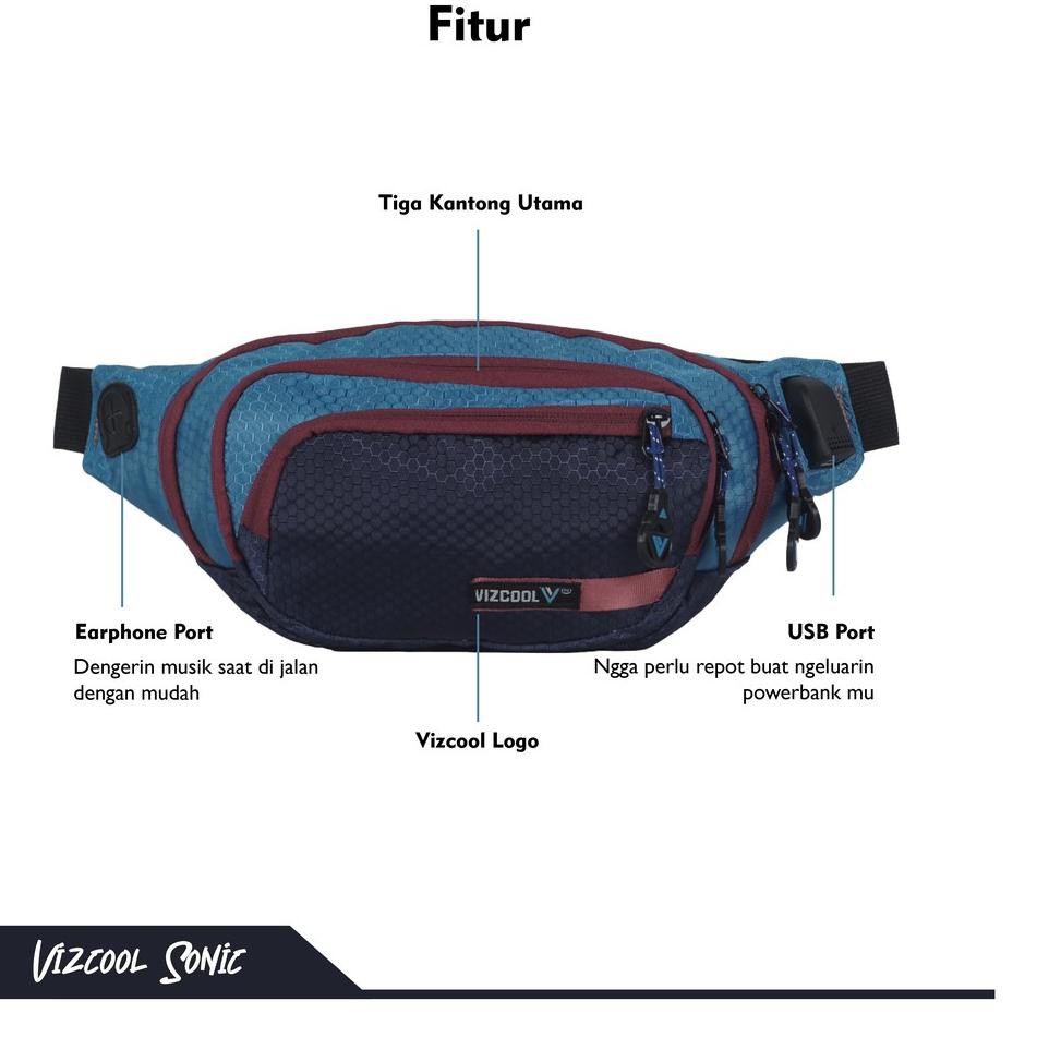 VIZCOOL - Waistbag Vizcool Sonic/Tas Pinggang Pria/Tas Selempang Pria/Tas Fashion Pria Terbaru W04V