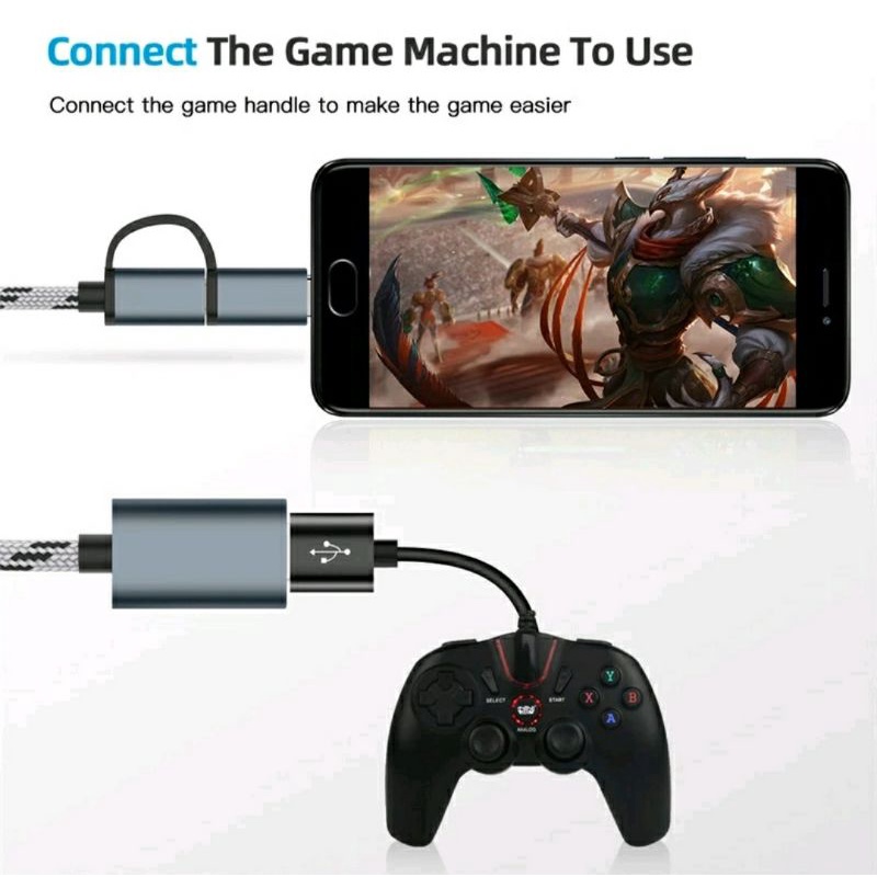 OTG 2 In 1 Micro Usb Type C Ke Usb 3.0 Kepala OTG